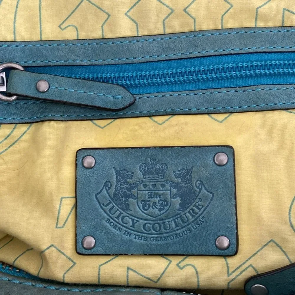 Rare Vintage Juicy Coutcher Teal Large leather Bag Boho Slouchy Distressed